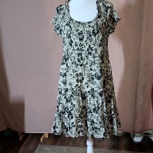 American Eagle Outfitters Black and Cream Floral Mini Dress